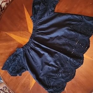 Oysho off-shoulder top black color size s short-sleeved